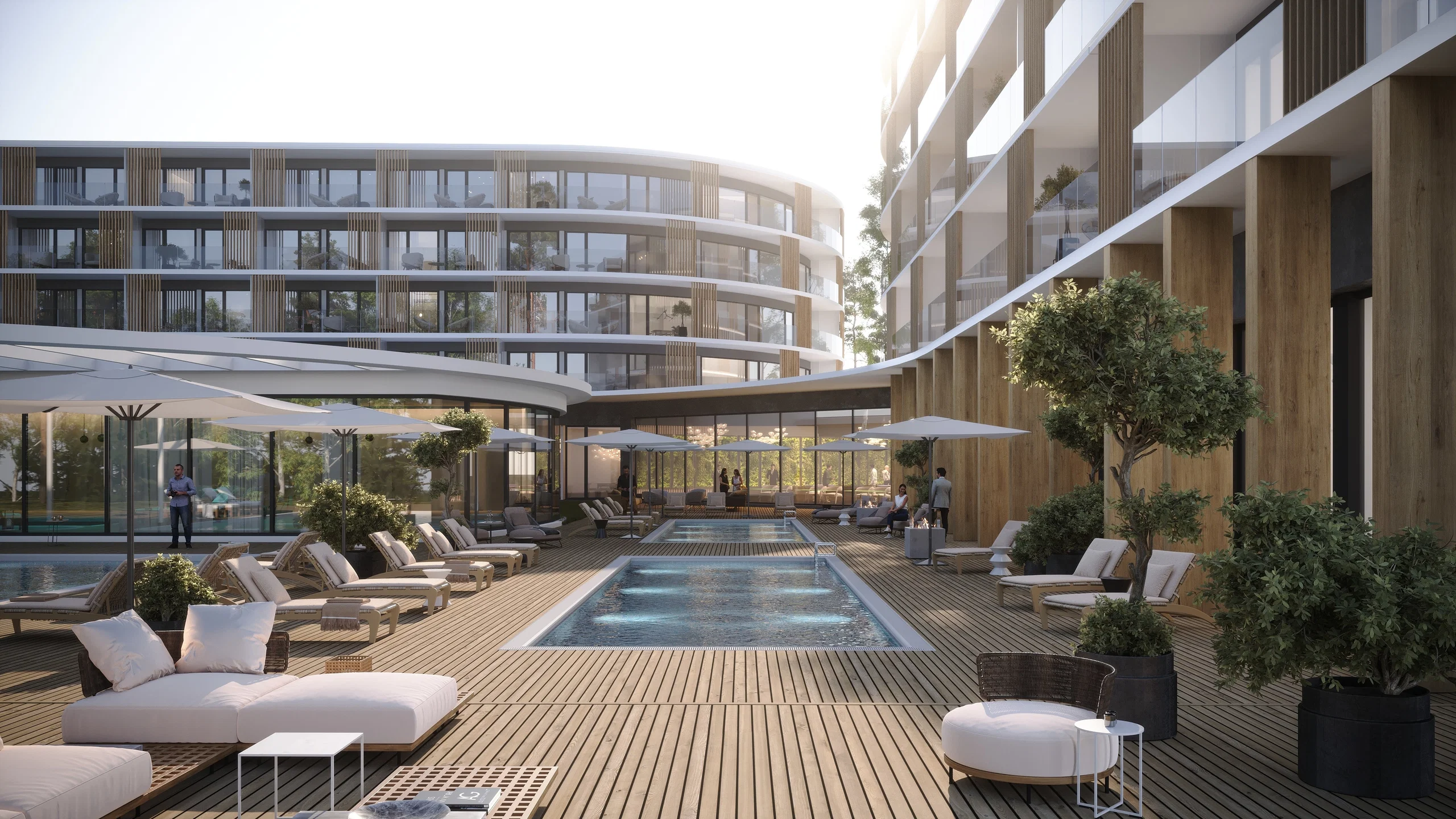 Radisson Blue - Visualizations, full CGI animation, postproduction, drone tracking, pool