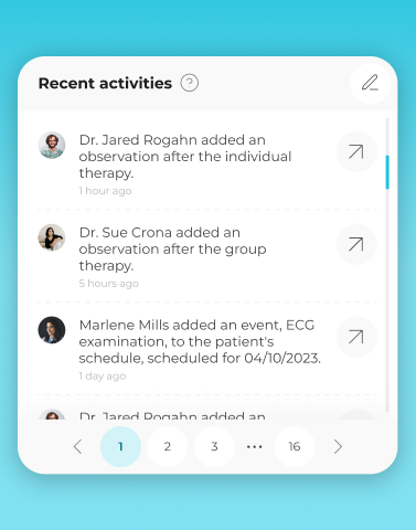 Gedeon Medica - Recent Activities Interface