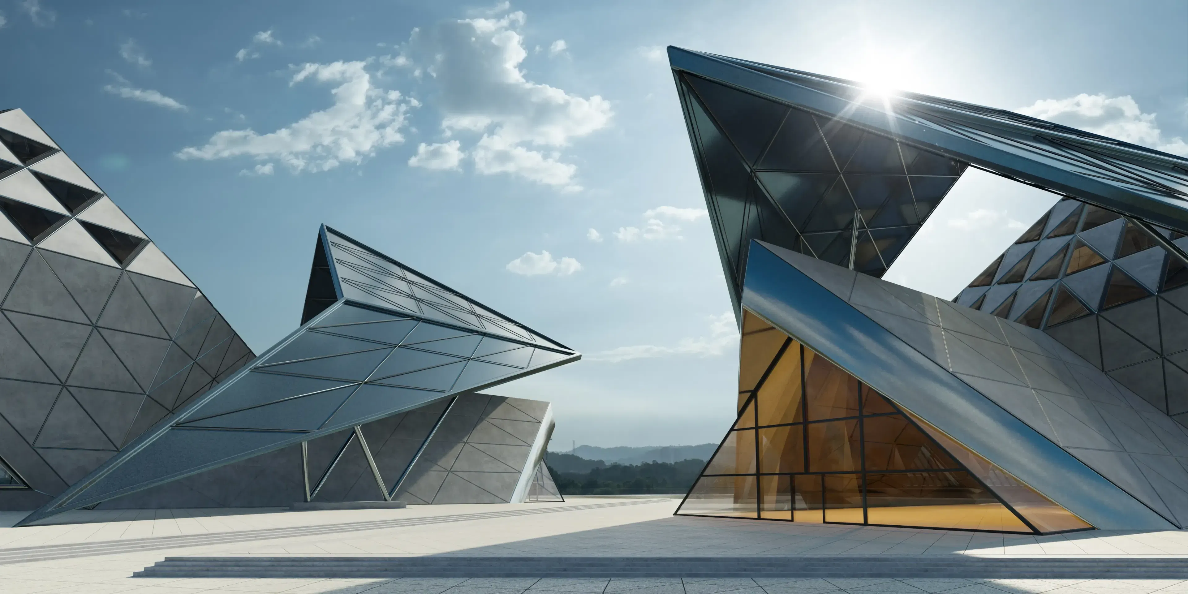 Contemporary Triangle Shape Deign Modern Architecture Building Exterior